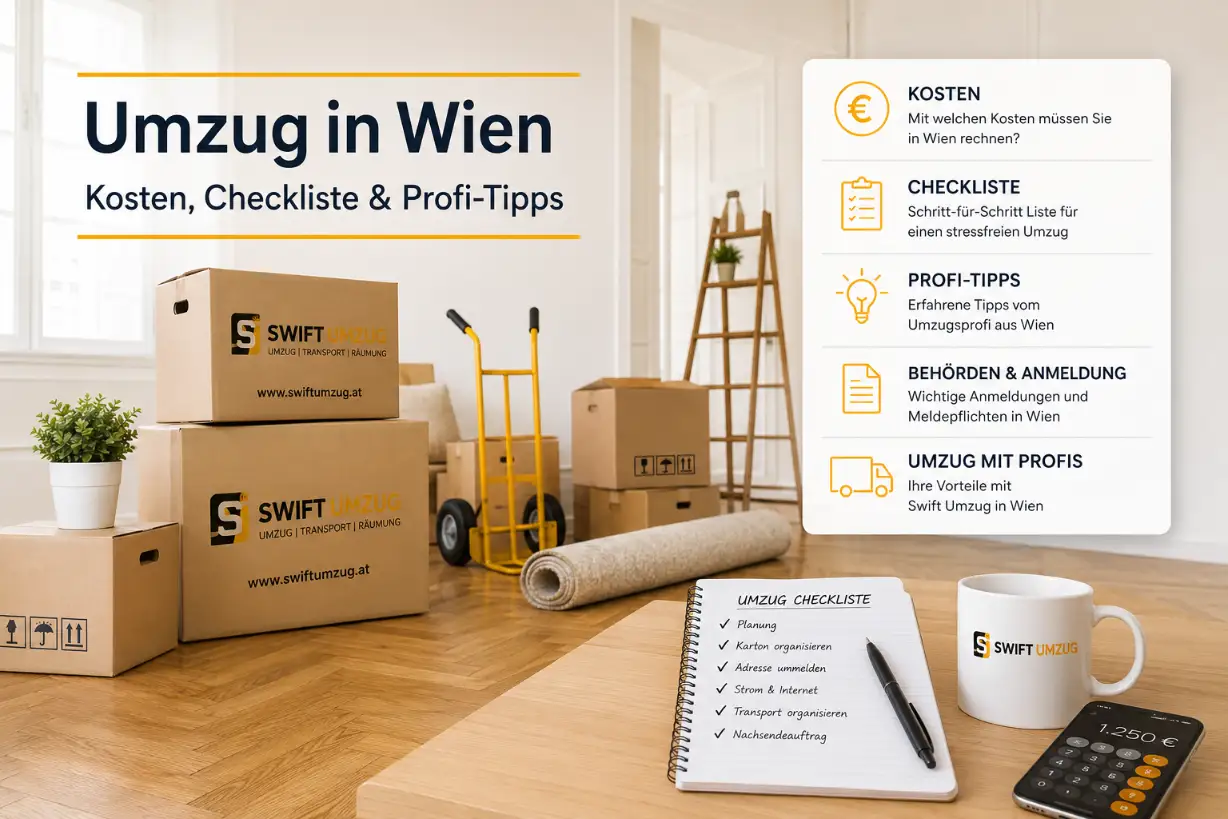 Umzug in Wien Guide 2026 – Kosten, Checkliste, Profi-Tipps, Behörden & Anmeldung von Swift Umzug