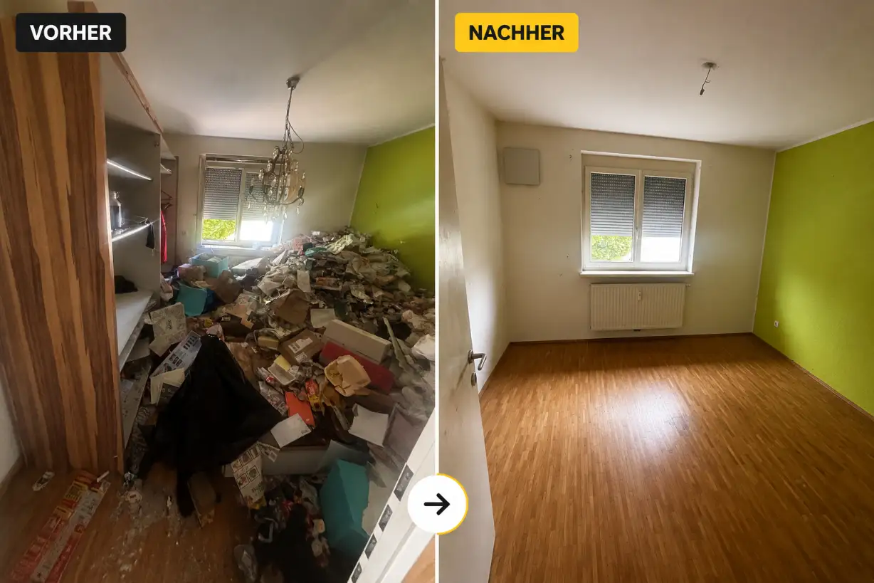 Entrümpelung Wien – vorher voller Raum, nachher besenrein übergeben